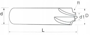 Kovera neljännesjyrsin R1.25 x 1.5 x 4.2 x 6D 50 hinta ja tiedot | Jyrsimet | hobbyhall.fi