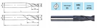 Kovametalli VHM-jyrsin 1,5 x 4 x 50 mm 2 Feather 45 HRC hinta ja tiedot | Jyrsimet | hobbyhall.fi