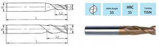 Kovametalliterä VHM 3 x 8 x 75 TiSiN 2 Feather 55 HRC hinta ja tiedot | Jyrsimet | hobbyhall.fi