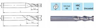 ALUMIINI VHM 2-jyrsinterä 2 x 4D x 50 - 45 HRC hinta ja tiedot | Jyrsimet | hobbyhall.fi