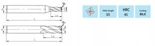 VHM-säteisleikkuri alumiinille 4 x R0,2 x 50 mm 4 x R0,2 x 50 mm hinta ja tiedot | Jyrsimet | hobbyhall.fi