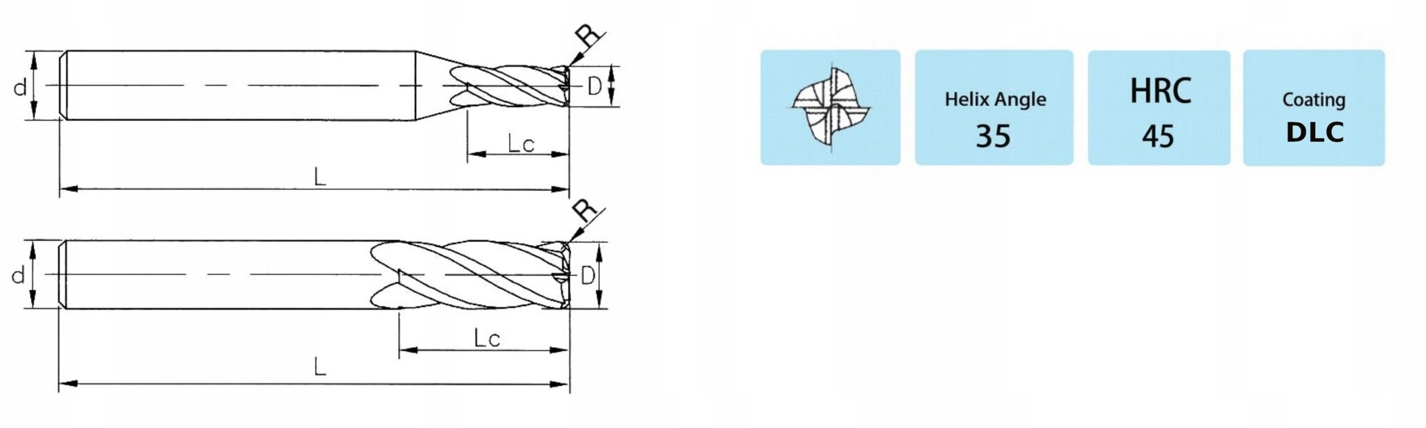 VHM-säteisleikkuri alumiinille 4 x R0,2 x 50 mm 4 x R0,2 x 50 mm hinta ja tiedot | Jyrsimet | hobbyhall.fi