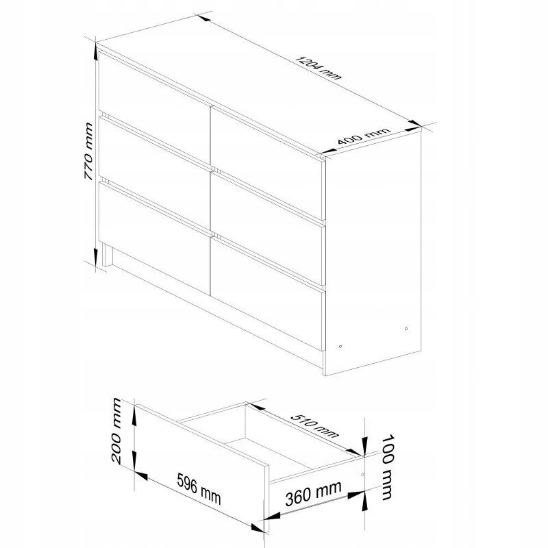 Akord Comoda White K120 120 x 40 x 77 cm hinta ja tiedot | Lipastot | hobbyhall.fi