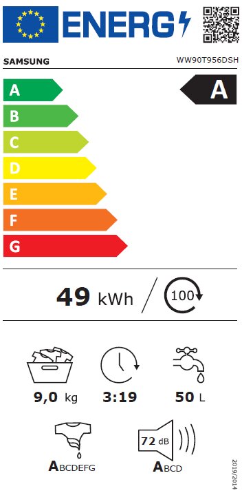 Edestä täytettävä pyykinpesukone Samsung WW90T956DSH/S7, 9 kg 1600 k/min hinta ja tiedot | Pyykinpesukoneet | hobbyhall.fi