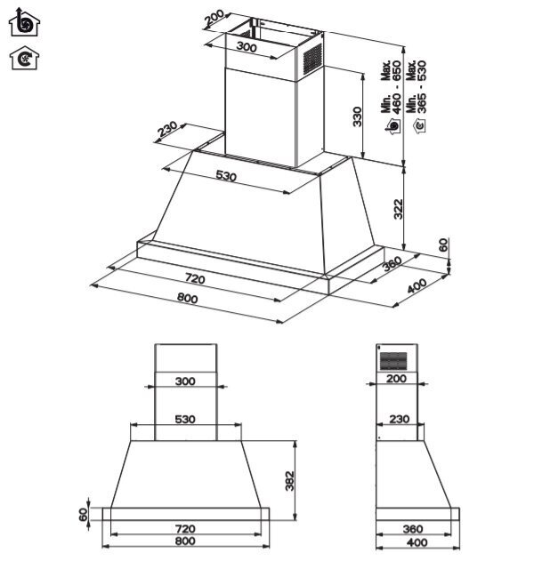 Faber Thea EV8 WH Matt A80 SC hinta ja tiedot | Liesituulettimet | hobbyhall.fi