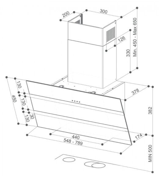 SteelMax EV8 LED BK/X A80 hinta ja tiedot | Liesituulettimet | hobbyhall.fi