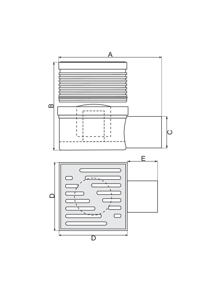 Loukku sivutyhjennyksellä, fi110, säädettävä ruostumattomasta teräksestä valmistettu ristikko 15x15 [cm], harmaa hinta ja tiedot | Lattiakaivot | hobbyhall.fi