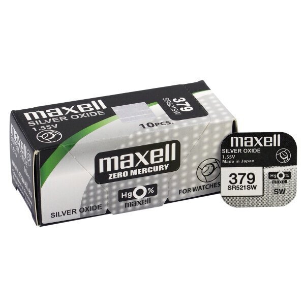 Nappiparisto MAXELL SR-521 Silver SW / AG0 / 379 / 1,55 V hinta ja tiedot | Paristot | hobbyhall.fi