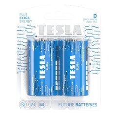 TESLA BLUE+ sinkkihiiliparisto D (R20, yksivärinen, läpipainopakkaus) 2 ks hinta ja tiedot | Paristot | hobbyhall.fi