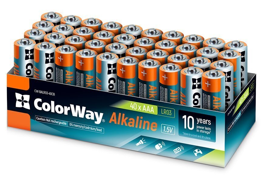 Värillinen alkaliparisto AAA/1.5V/40ks v balení hinta ja tiedot | Paristot | hobbyhall.fi