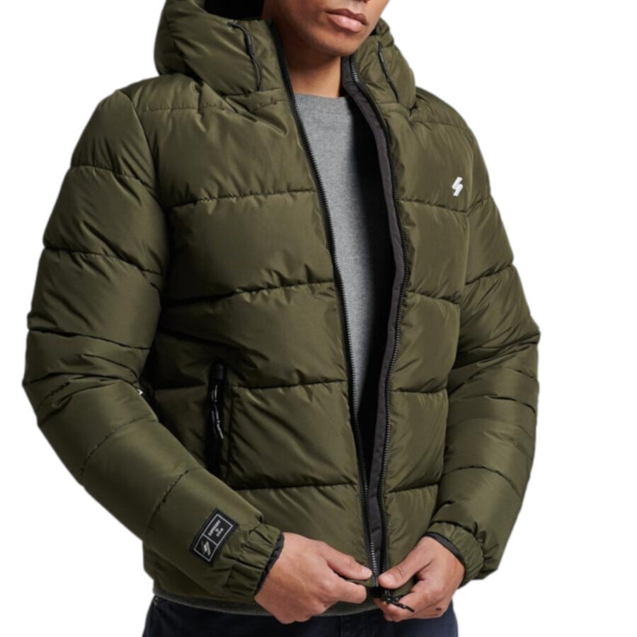 Hooded sports puffr jacket superdry m5011827a1ip vīriešiem žalioji miehet vihreä M5011827A1IP hinta ja tiedot | Miesten ulkoilutakit | hobbyhall.fi