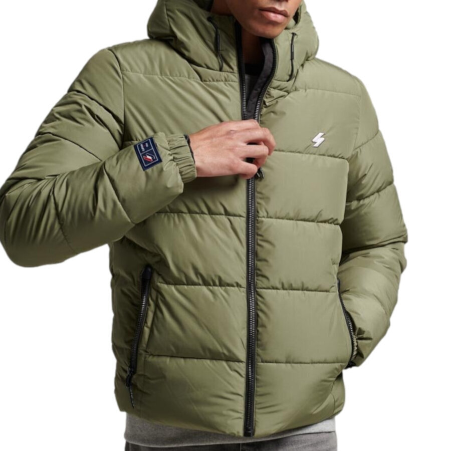 Hooded sports puffr jacket superdry m5011827a8mi vīriešiem žalioji miehet vihreä M5011827A8MI hinta ja tiedot | Miesten ulkoilutakit | hobbyhall.fi