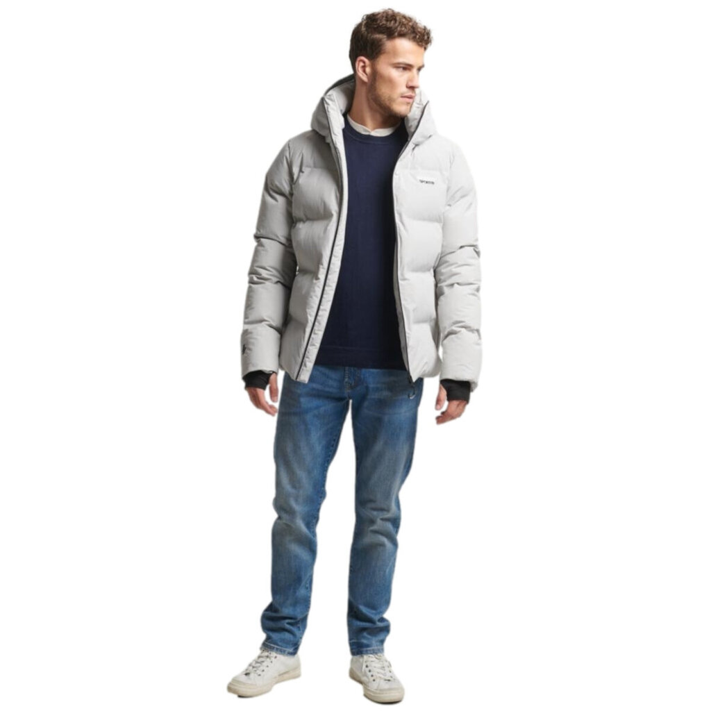 Hooded boxy puffer jacket superdry ms311478afrm vīriešiem pilka miehet harmaa MS311478AFRM hinta ja tiedot | Miesten ulkoilutakit | hobbyhall.fi