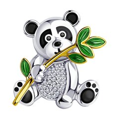 Sidabrinė sagė su emale ir cirkoniais "Panda" 0012920000467 hinta ja tiedot | Rintakorut | hobbyhall.fi