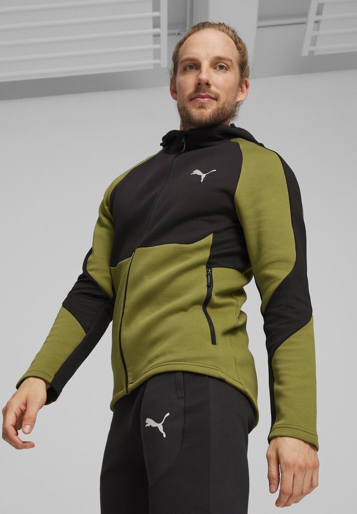 Puma Huppari Evostripe Full-Zip Black Green 678995 33 678995 33/L hinta ja tiedot | Miesten puserot ja hupparit | hobbyhall.fi