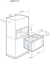 Integroitava mikroaaltouuni De Dietrich DME7121W, 26 L, valkoinen hinta ja tiedot | Mikroaaltouunit | hobbyhall.fi