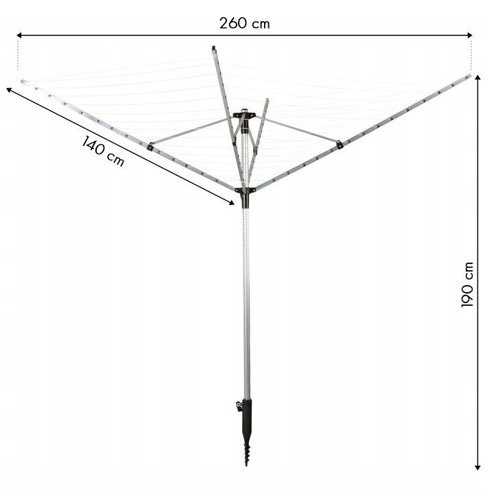 Pyykinkuivausteline puutarhaan, ModernHome, 260 cm hinta ja tiedot | Kuivaustelineet ja tarvikkeet | hobbyhall.fi