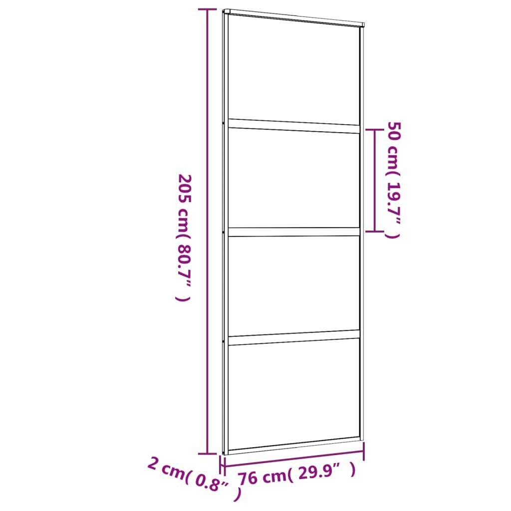 Liukuovi kultainen 76x205cm lasi ja alumiini 155181 hinta ja tiedot | Sisäovet | hobbyhall.fi