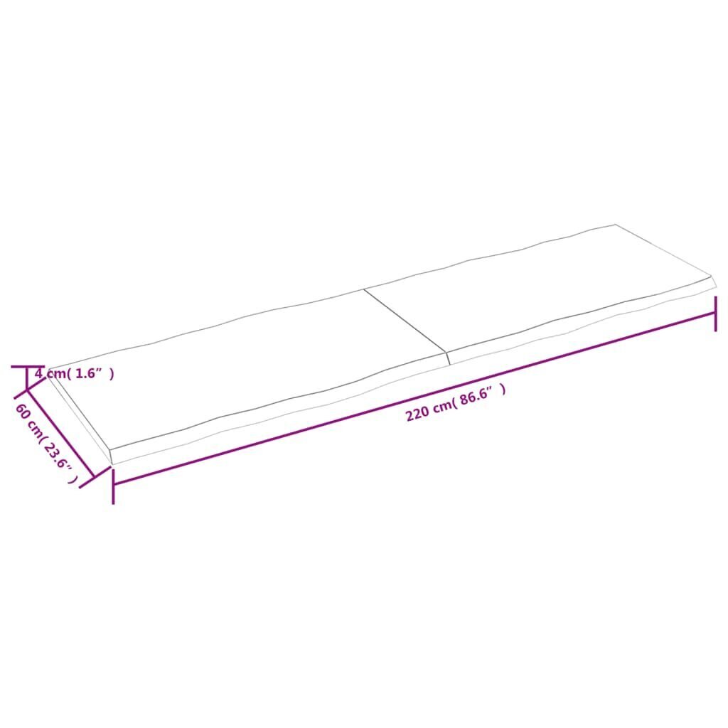 Pöytälevy vidaXL, 220x60x(2-4) cm, ruskea hinta ja tiedot | Pöytälevyt | hobbyhall.fi