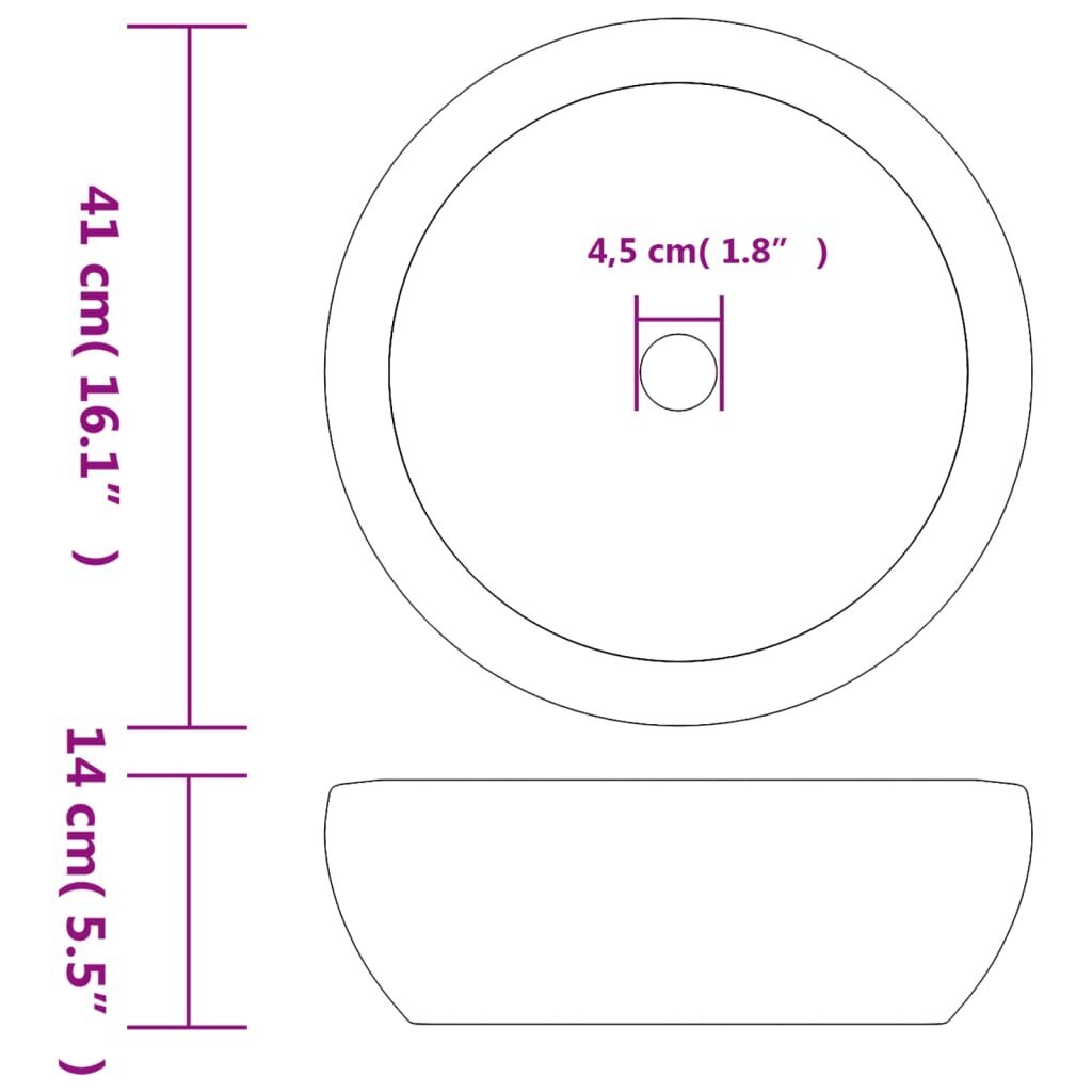 Pöydän pesuallas valkoinen/sininen 41x14cm keraaminen hinta ja tiedot | Pesualtaat | hobbyhall.fi