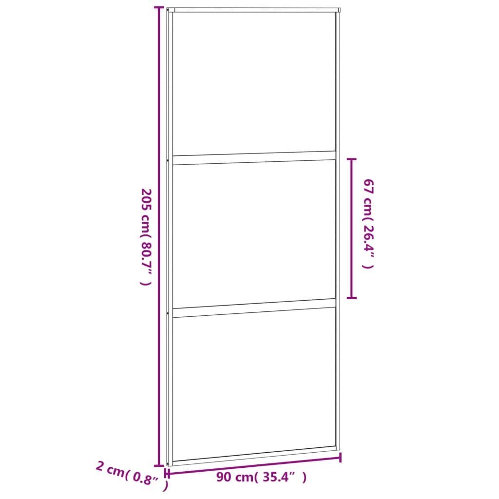 Liukuovi musta 90x205cm karkaistu lasi/alumiini 155199 hinta ja tiedot | Sisäovet | hobbyhall.fi