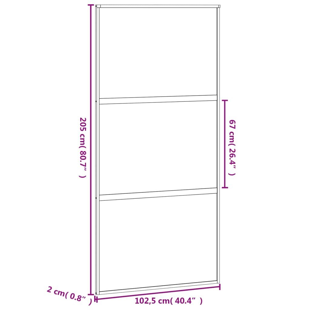 Liukuovi musta 102,5x205cm lasi ja alumiini 155200 hinta ja tiedot | Sisäovet | hobbyhall.fi