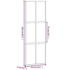 Liukuovi valkoinen 76x205cm karkaistu lasi/alumiini 155216 hinta ja tiedot | Sisäovet | hobbyhall.fi