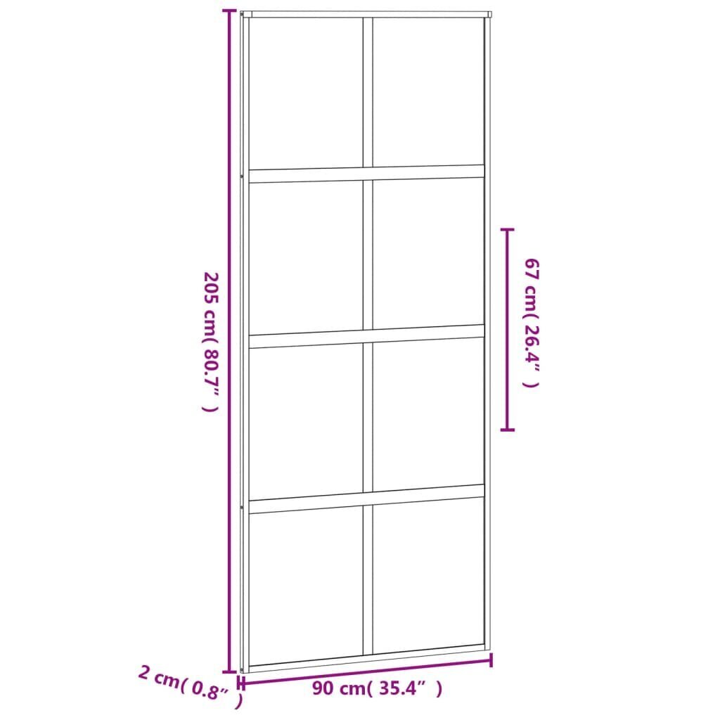 Liukuovi musta 90x205cm karkaistu lasi/alumiini 155223 hinta ja tiedot | Sisäovet | hobbyhall.fi