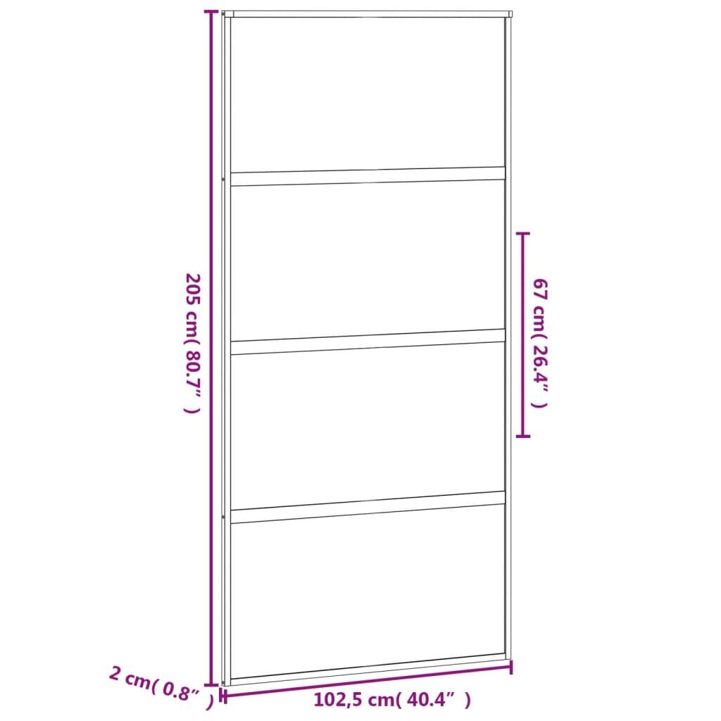 Liukuovi musta 102,5x205cm lasi ja alumiini 155221 hinta ja tiedot | Sisäovet | hobbyhall.fi