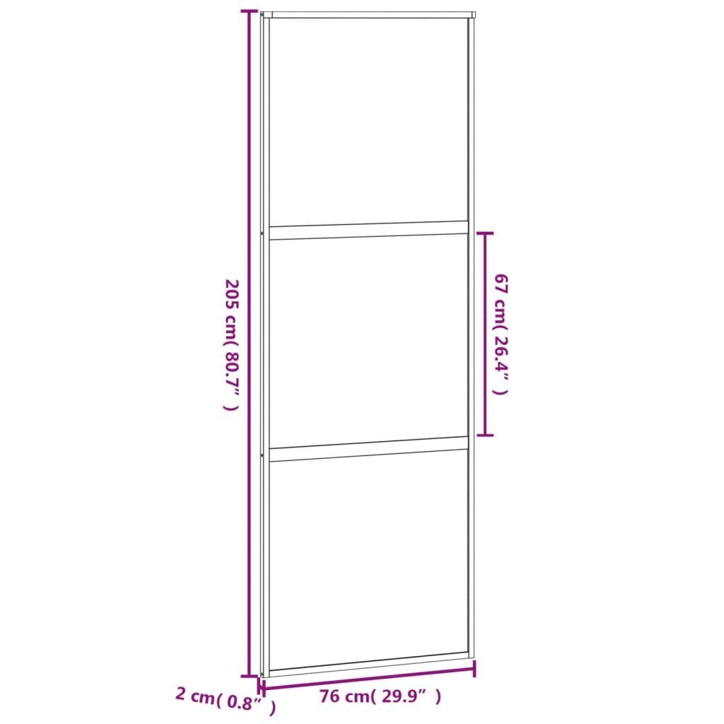 Liukuovi musta 76x205cm karkaistu lasi/alumiini 155201 hinta ja tiedot | Sisäovet | hobbyhall.fi