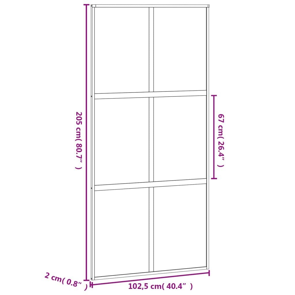 Liukuovi musta 102,5x205cm lasi ja alumiini 155215 hinta ja tiedot | Sisäovet | hobbyhall.fi