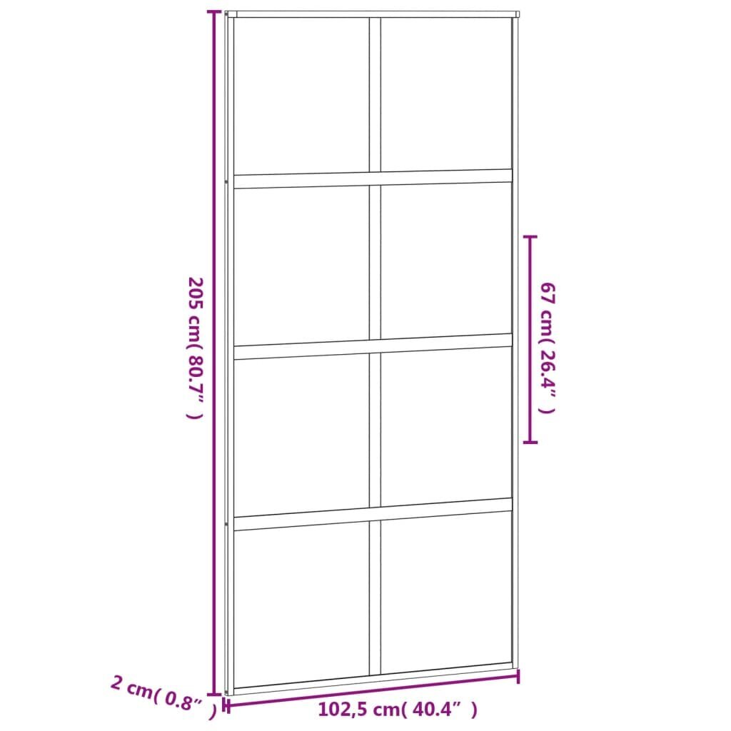 Liukuovi musta 102,5x205cm lasi ja alumiini 155224 hinta ja tiedot | Sisäovet | hobbyhall.fi