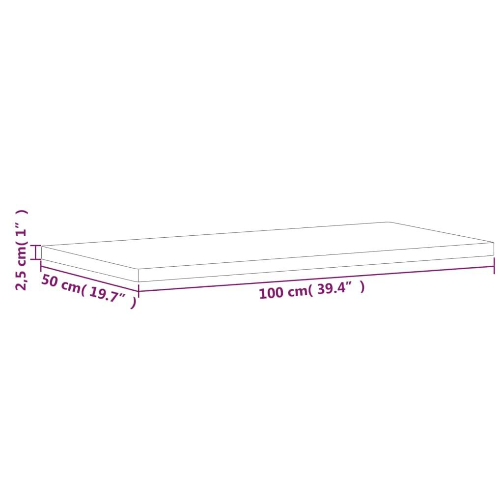 Pöytälevy vidaXL, 100x50x2,5 cm, ruskea hinta ja tiedot | Pöytälevyt | hobbyhall.fi