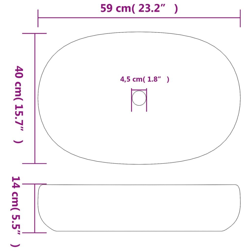 Pesuallas ruskea ja sininen 59x40x14cm keraaminen soikea hinta ja tiedot | Pesualtaat | hobbyhall.fi