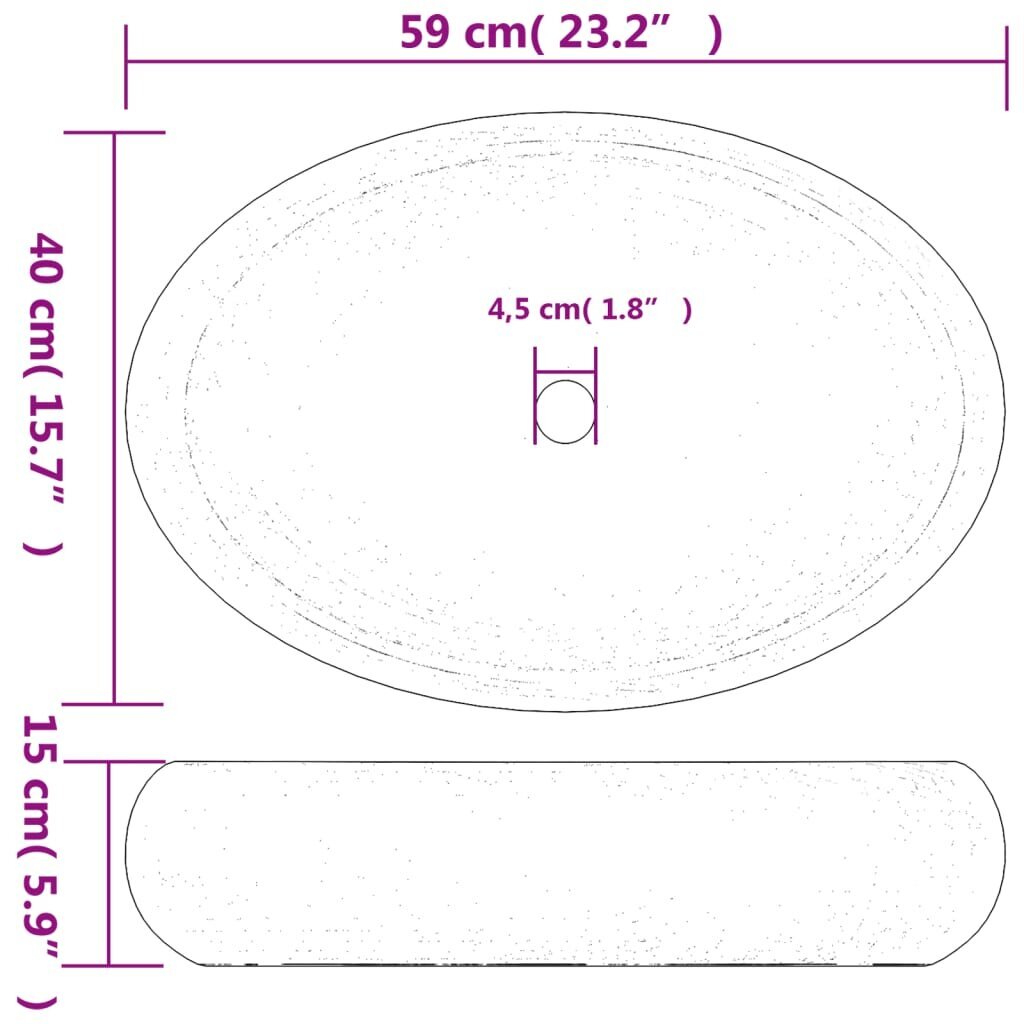 Pöydän pesuallas vihreä 59x40x15cm keraaminen soikea hinta ja tiedot | Pesualtaat | hobbyhall.fi