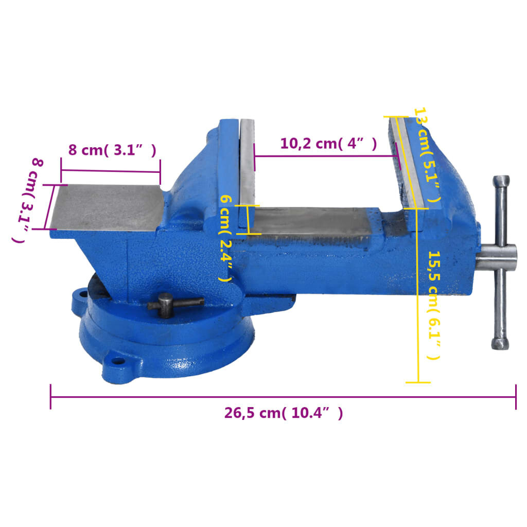 Penkkipunnerrus, sininen, 125 mm, valurauta hinta ja tiedot | Käsityökalut | hobbyhall.fi