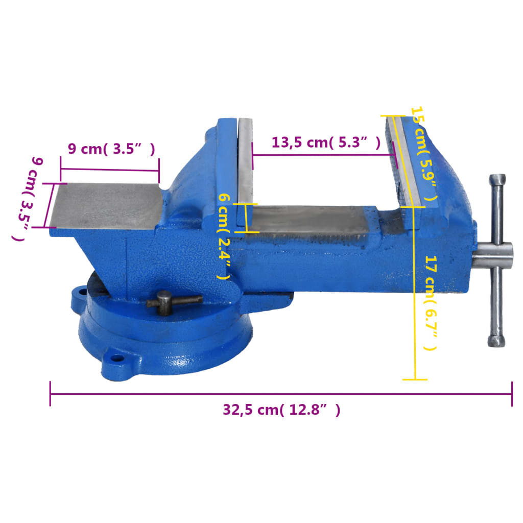 Penkkipunnerrus, sininen, 150 mm, valurauta hinta ja tiedot | Käsityökalut | hobbyhall.fi