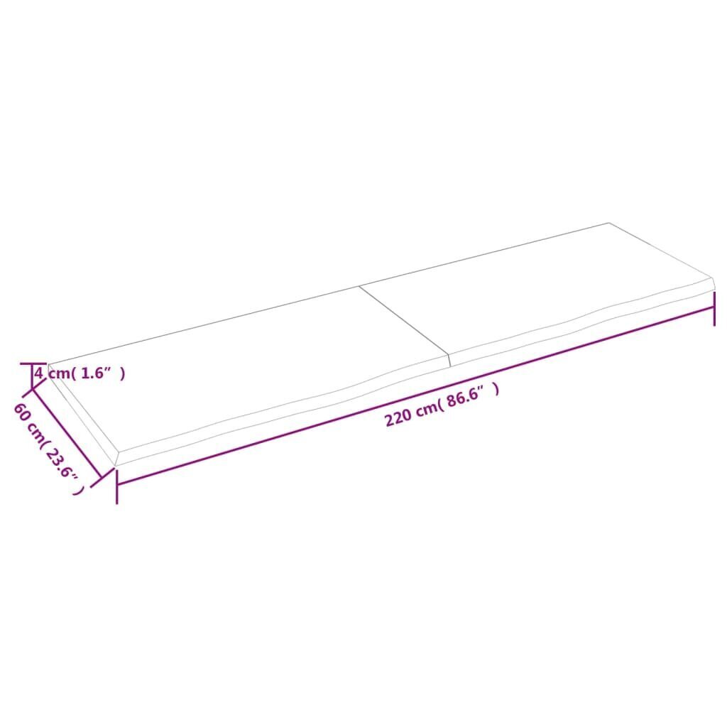 Pöytälevy vidaXL, 220x60x(2-4) cm, ruskea hinta ja tiedot | Pöytälevyt | hobbyhall.fi