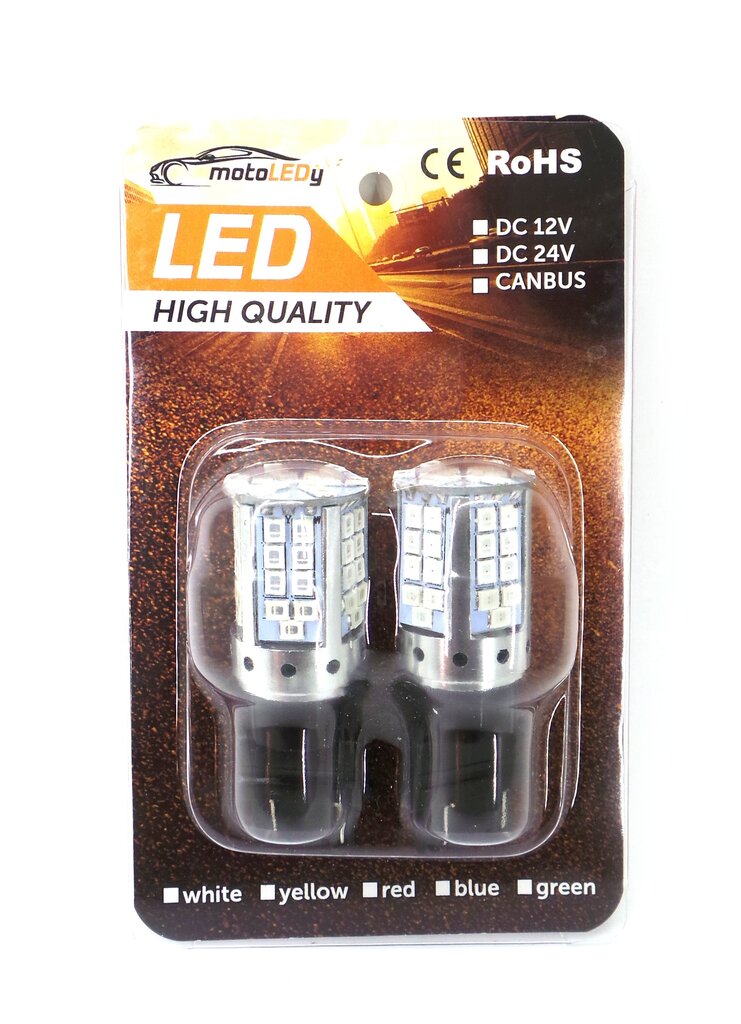 P27/7W LED-lamppu 3157 12-24V CANBUS oranssi-punainen, kaksivärinen USA 2000lm hinta ja tiedot | Polttimot | hobbyhall.fi