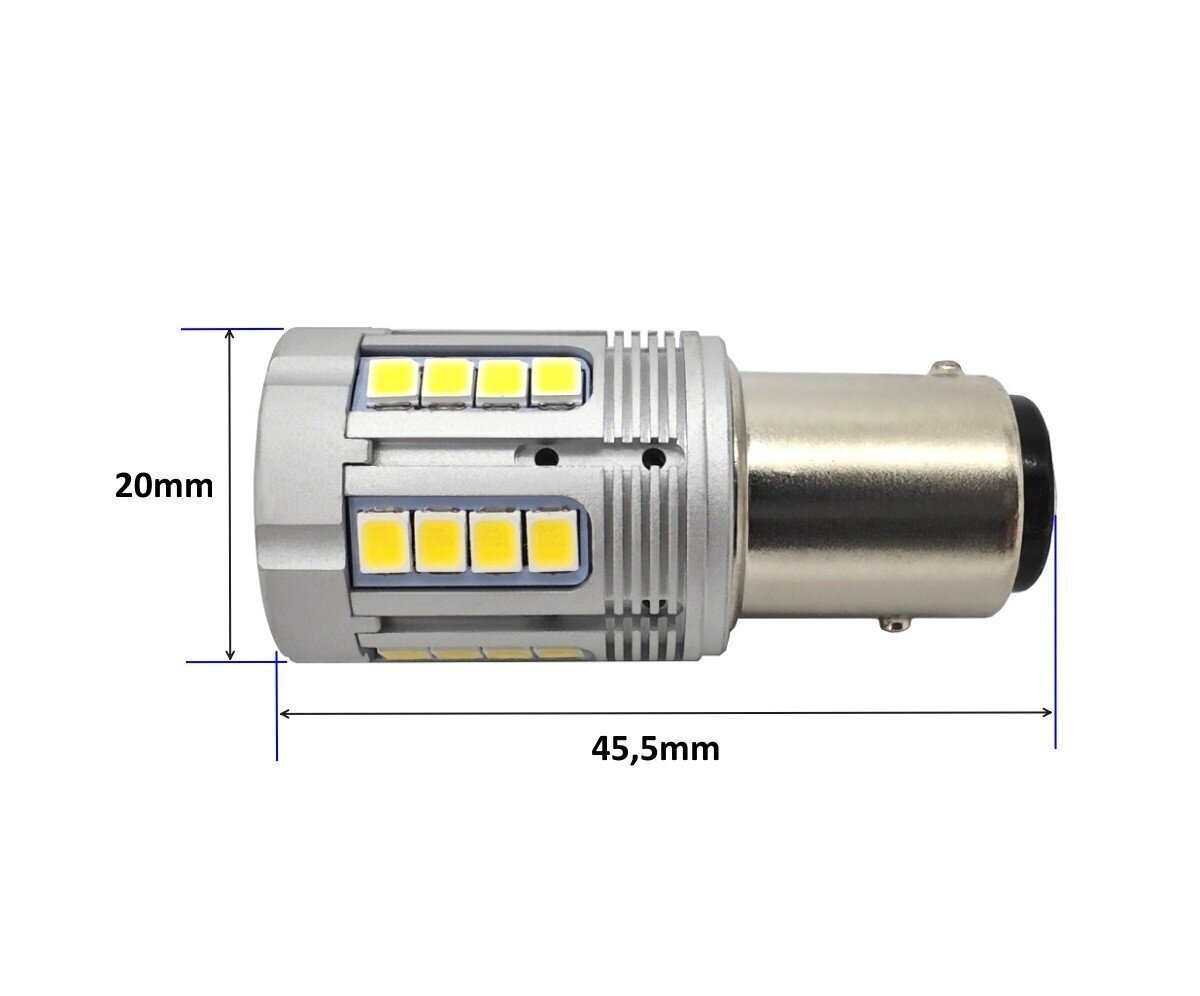 LED-lamppu P21/5W BAY15D 12-24V vikasietoinen 3000lm valkoinen hinta ja tiedot | Polttimot | hobbyhall.fi