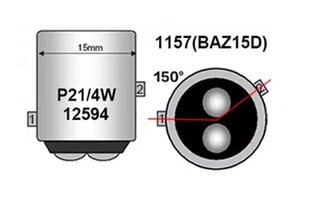 P21/4W LED-lamppu BAZ15D 12-24V CANBUS punainen hinta ja tiedot | Polttimot | hobbyhall.fi