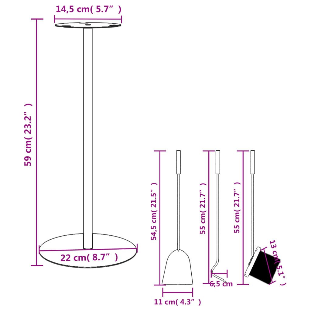 Takkatyökalusarja, 4 osaa, 22x59cm, teräs hinta ja tiedot | Takka- ja uunitarvikkeet | hobbyhall.fi