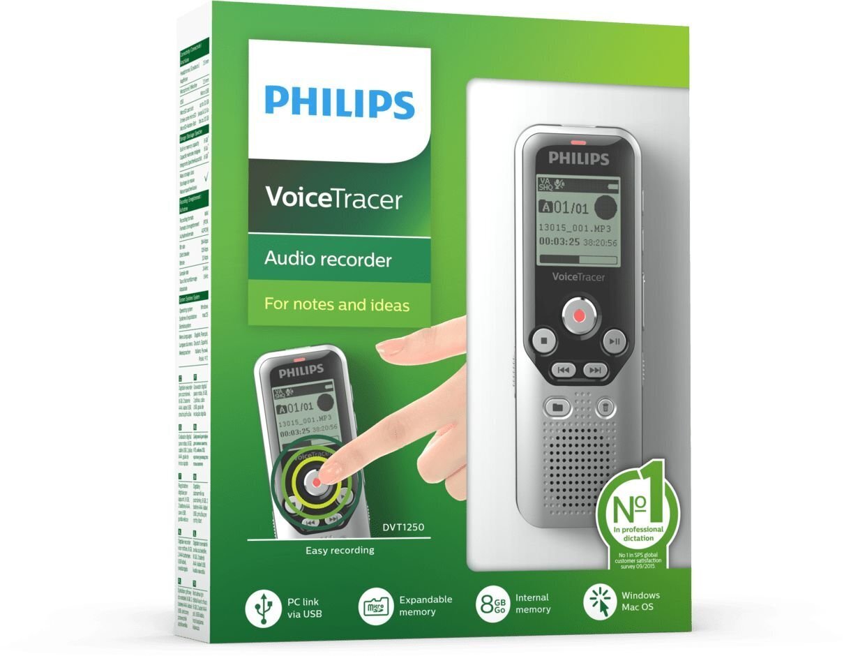 Philips sanelukone DVT1250 hinta ja tiedot | Sanelimet | hobbyhall.fi