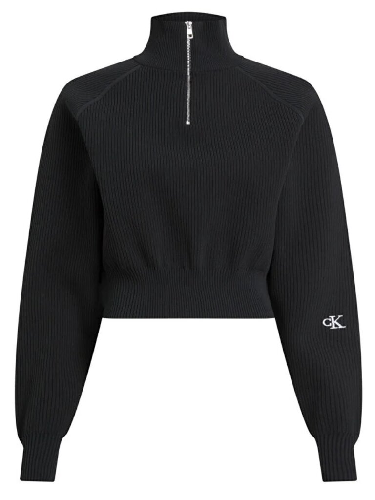 Villapaita CALVIN KLEIN JEANS Half Zip Black J20J221967BEH hinta ja tiedot | Naisten neulepuserot | hobbyhall.fi