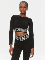 T-paita, jossa pitkät hihat KARL LAGERFELD Skinny Fit Black 240W1716 hinta ja tiedot | Naisten paidat | hobbyhall.fi