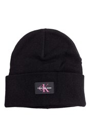 Hattu CALVIN KLEIN Monologo Rubber Beanie Black K60K611834BEH hinta ja tiedot | Naisten päähineet | hobbyhall.fi