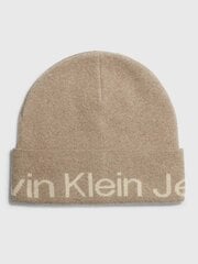 Hattu CALVIN KLEIN Logo Beanie Plaza Taupe K60K611271PED hinta ja tiedot | Naisten päähineet | hobbyhall.fi