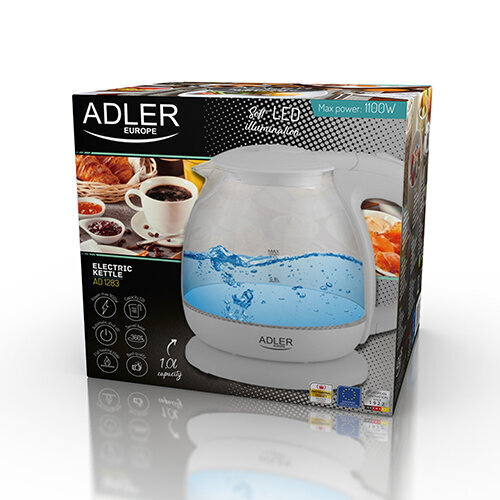 Adler Kettle AD 1283G Standard, 1100 W, 1 L, Plastic hinta ja tiedot | Vedenkeittimet | hobbyhall.fi