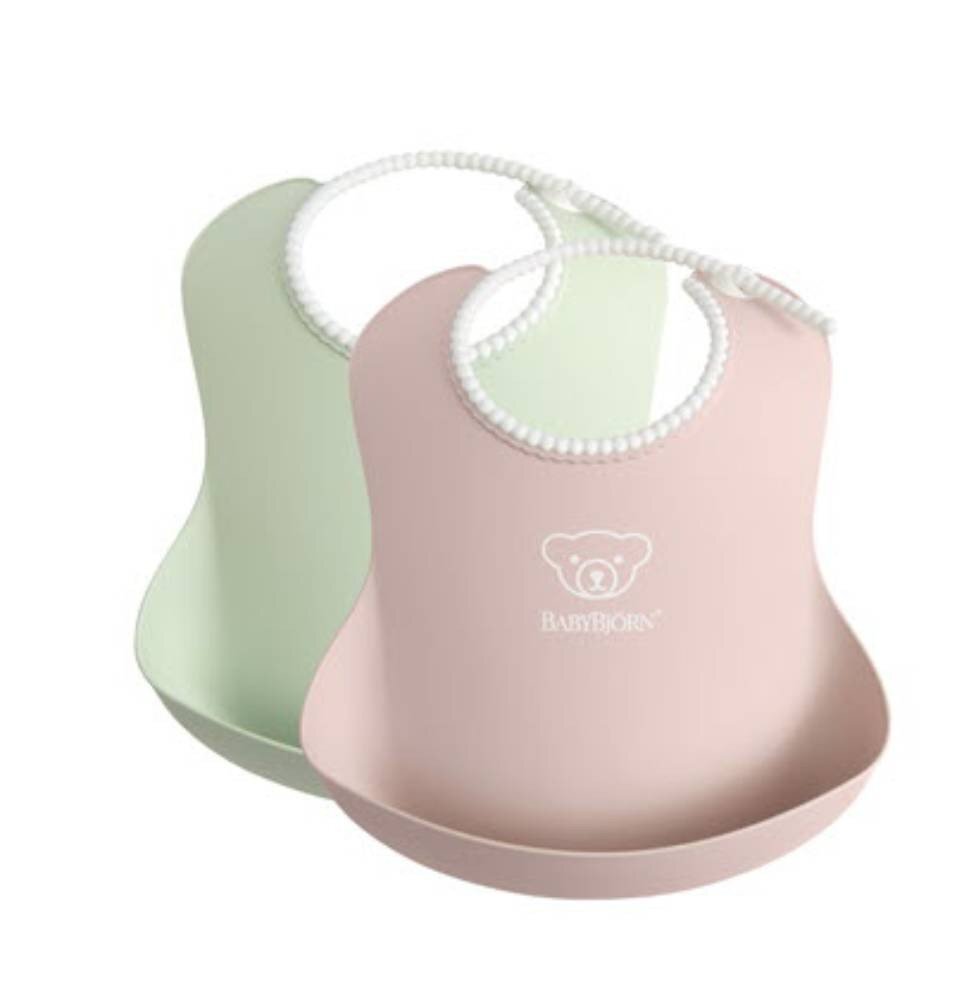 BABYBJÖRN 2-pack ruokalappu Powder Green / Powder Pink hinta ja tiedot | Ruokalaput | hobbyhall.fi