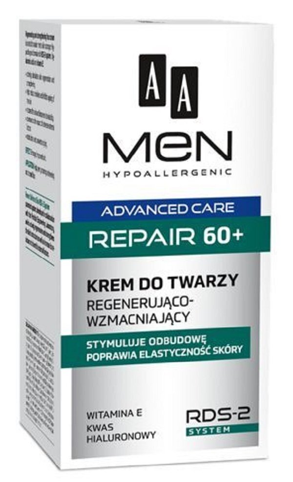 AA Men Advanced Care 60+ Uudistava kasvovoide miehille, 50 ml hinta ja tiedot | Kasvovoiteet | hobbyhall.fi
